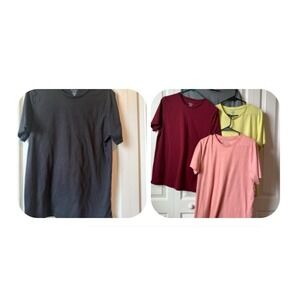 Basic Editions Men's T-Shirt Bundle – Size Medium – Black, Gray, Yellow, Burgund